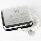 Personalised Pearl Bracelet | Engraved Chrome Gift Box for Anniversaries & Special Occasions