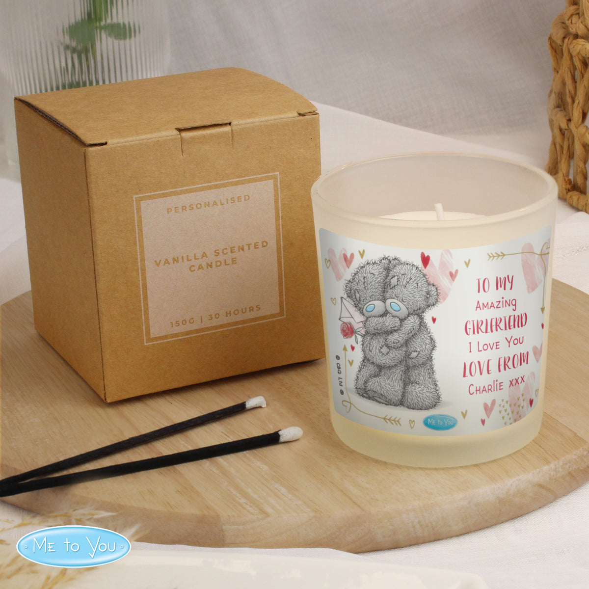Personalised Vanilla Scented Candle | Custom 6 Line Message Gift - Artfully Curated Creations and identify whats in the image