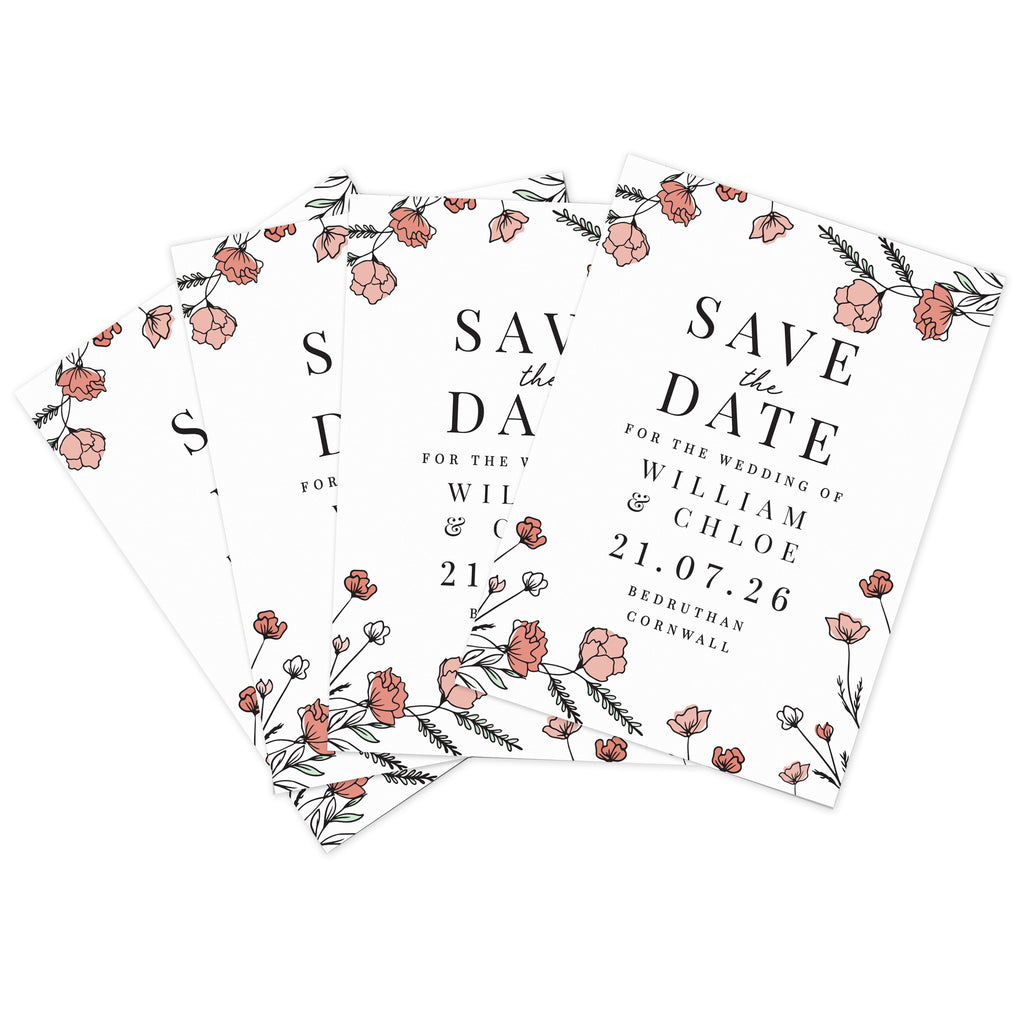 Personalised Pink Floral Save the Date Cards | A Stylish Way to Announce Your Wedding