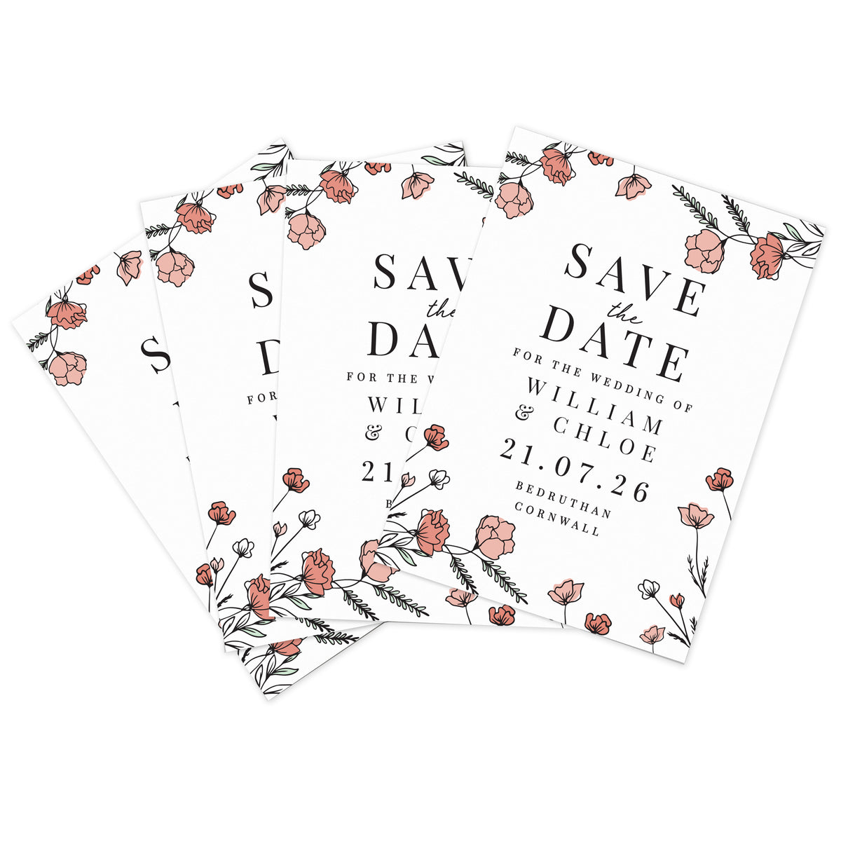 Personalised Pink Floral Save the Date Cards | A Stylish Way to Announce Your Wedding - Artfully Curated Creations and identify whats in the image