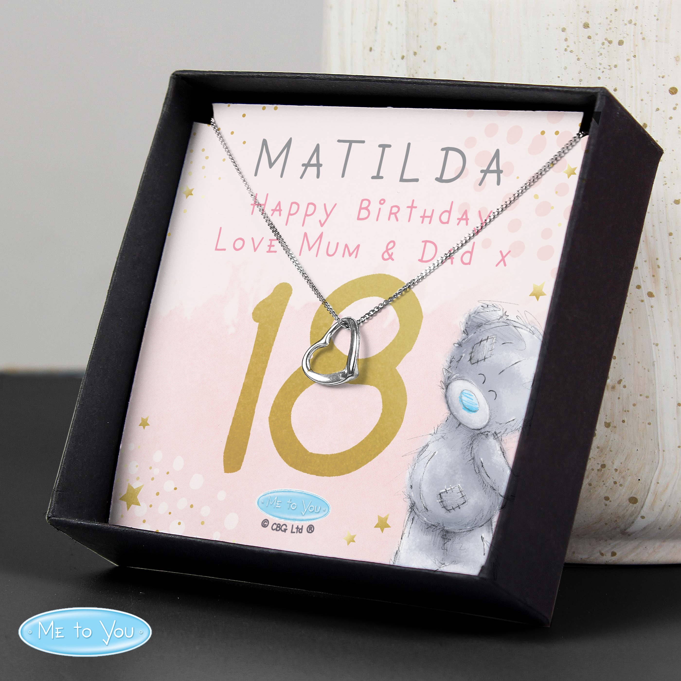 Personalised Me To You ‘Sparkle & Shine’ Necklace | Engraved Sentiment Box for Birthdays