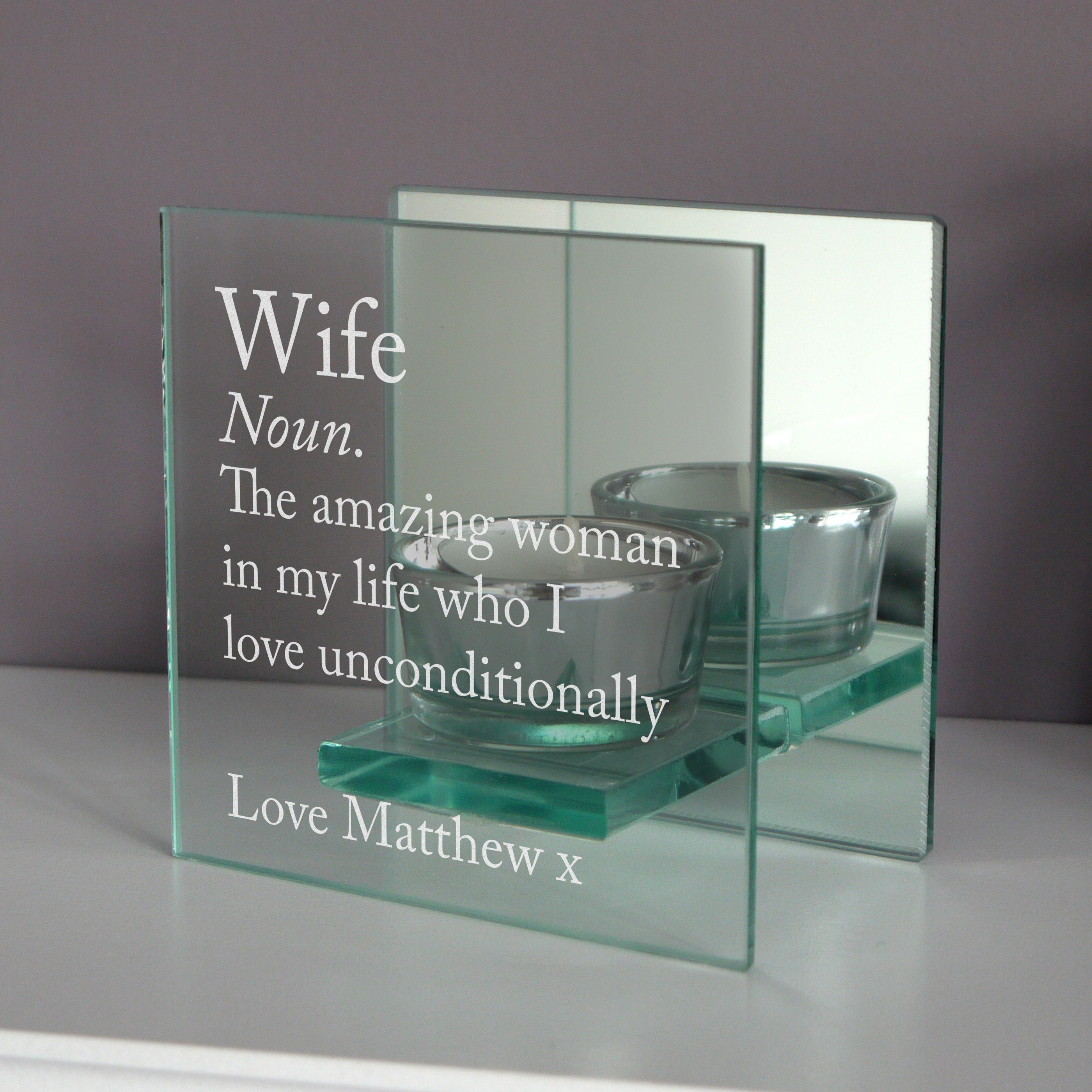 Personalised Mirrored Glass Tea Light Holder | A Stylish Gift for Any Occasion