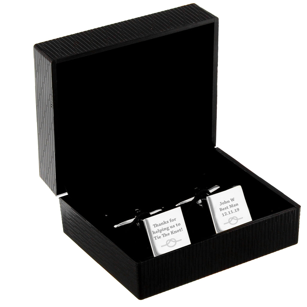 Personalised ‘Tie the Knot’ Cufflinks | Engraved Wedding Gift Box