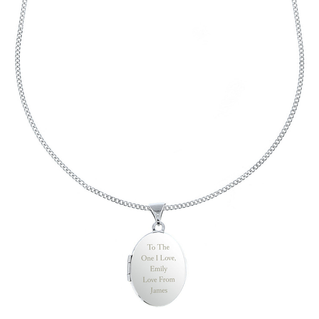 Personalised Sterling Silver Oval Locket | Engraved 5‑Line Message & Photo Keepsake Gift Box