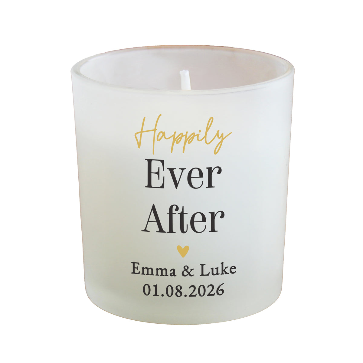Personalised Black & Gold Frosted Candle | Custom Message Gift for Weddings & Anniversaries - Artfully Curated Creations and identify whats in the image