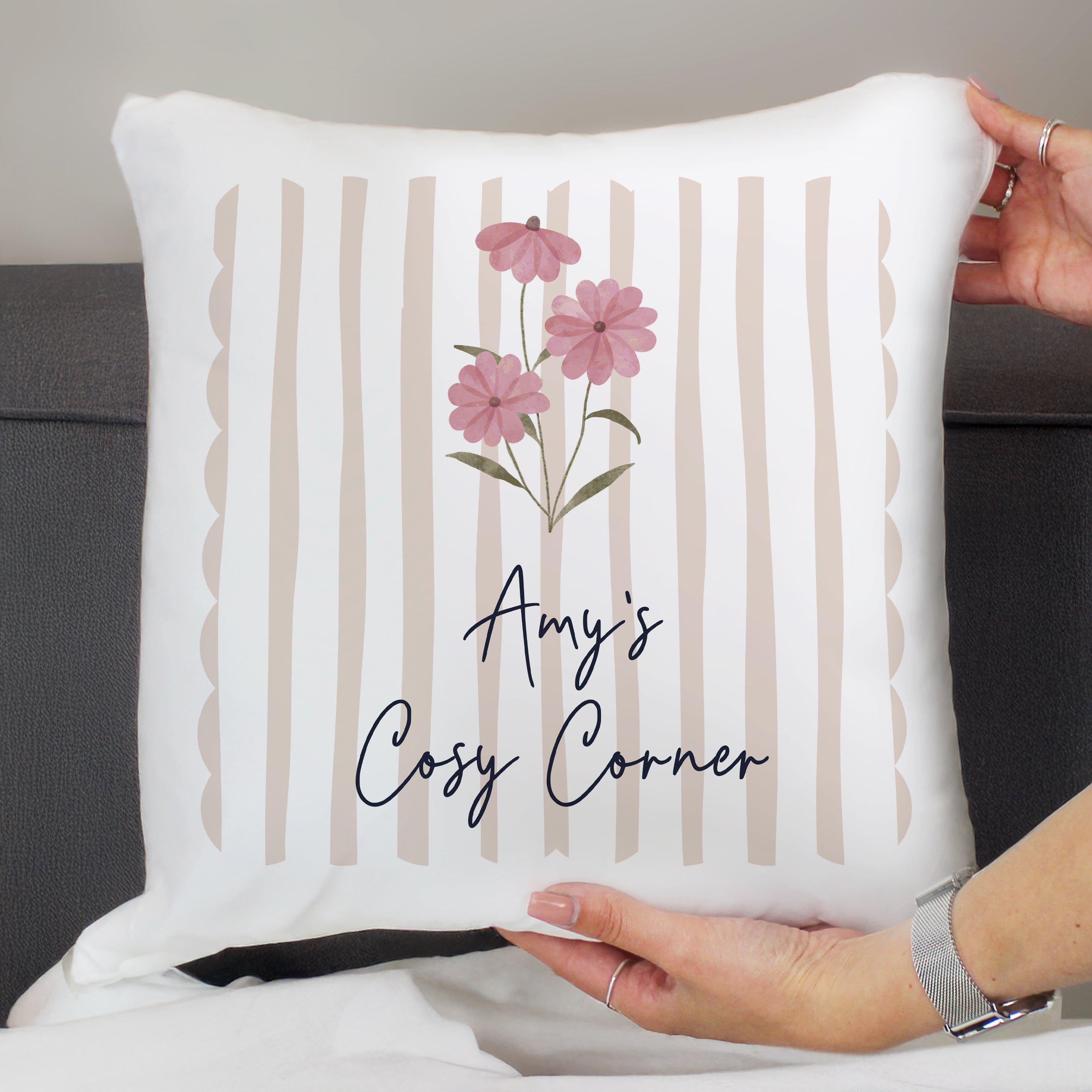 Personalised Floral Cushion | A Charming, Cosy Gift for Any Home