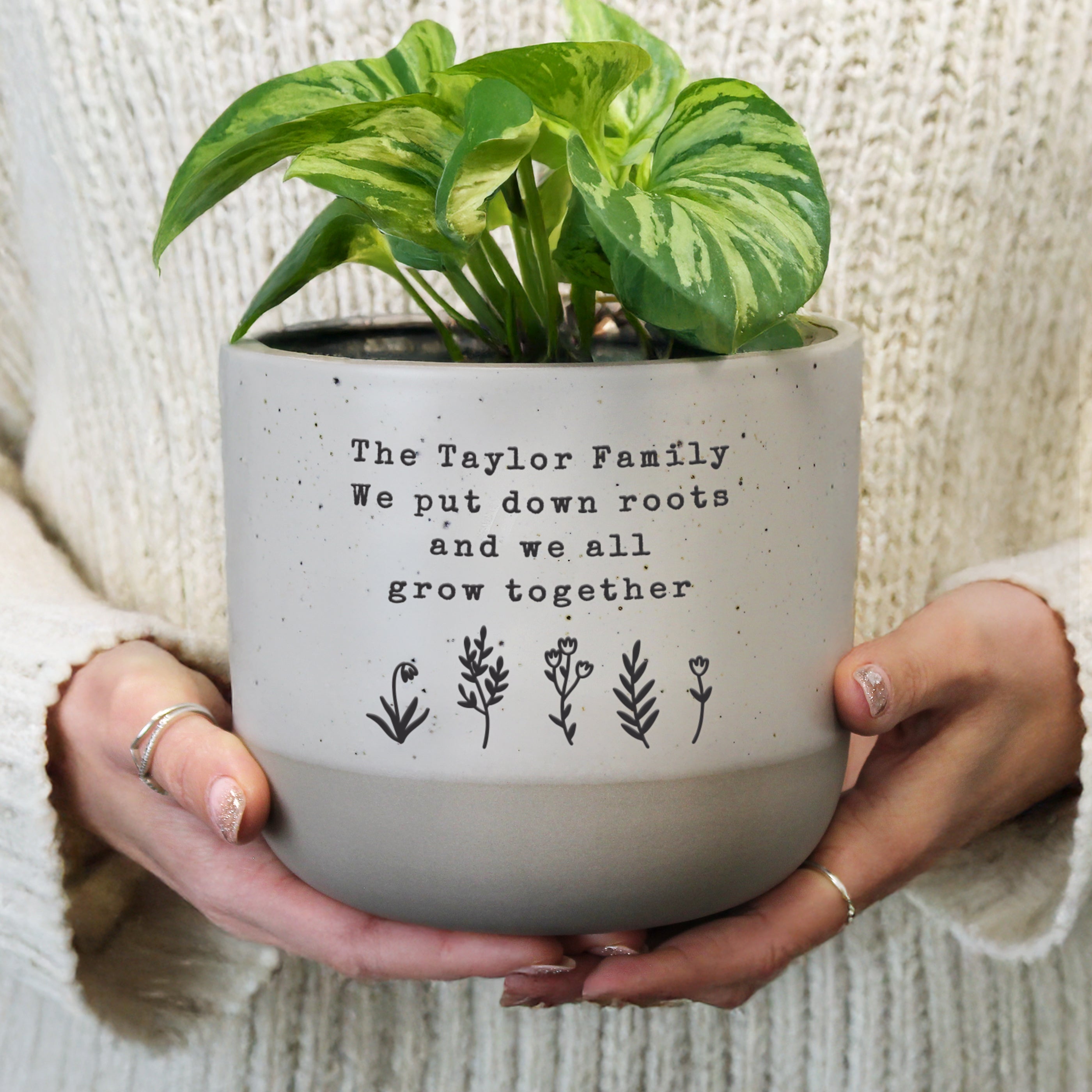 Personalised Floral Flecked Ceramic Plant Pot | A Beautiful Gift for Any Occasion