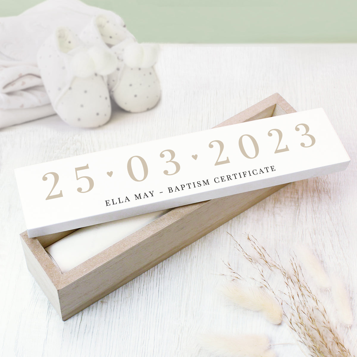 Personalised Special Date Wooden Certificate Holder | A Beautiful Way to Protect Precious Memories - Artfully Curated Creations and identify whats in the image