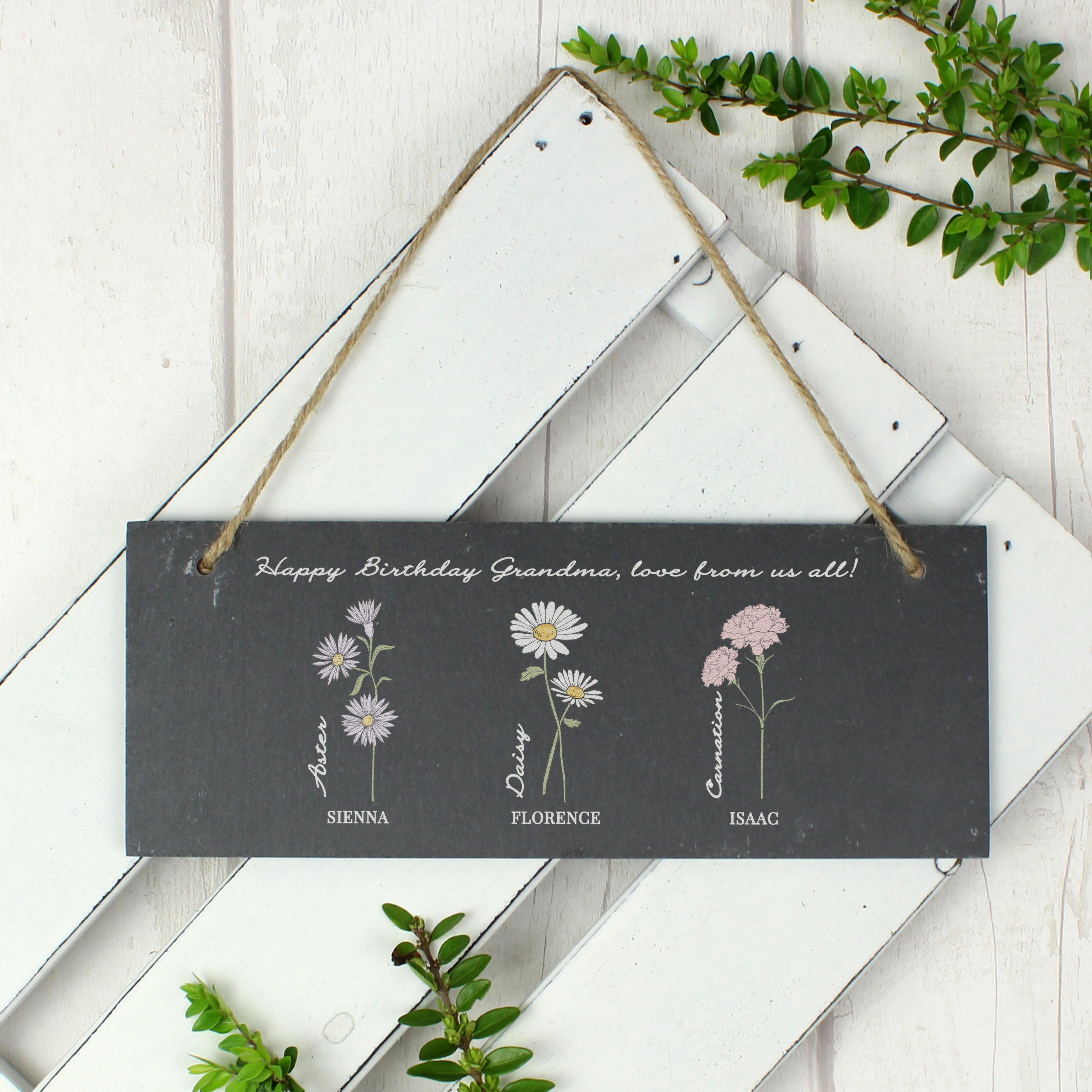 Personalised Flower of the Month Slate Sign | A Beautiful Garden Inspired Keepsake