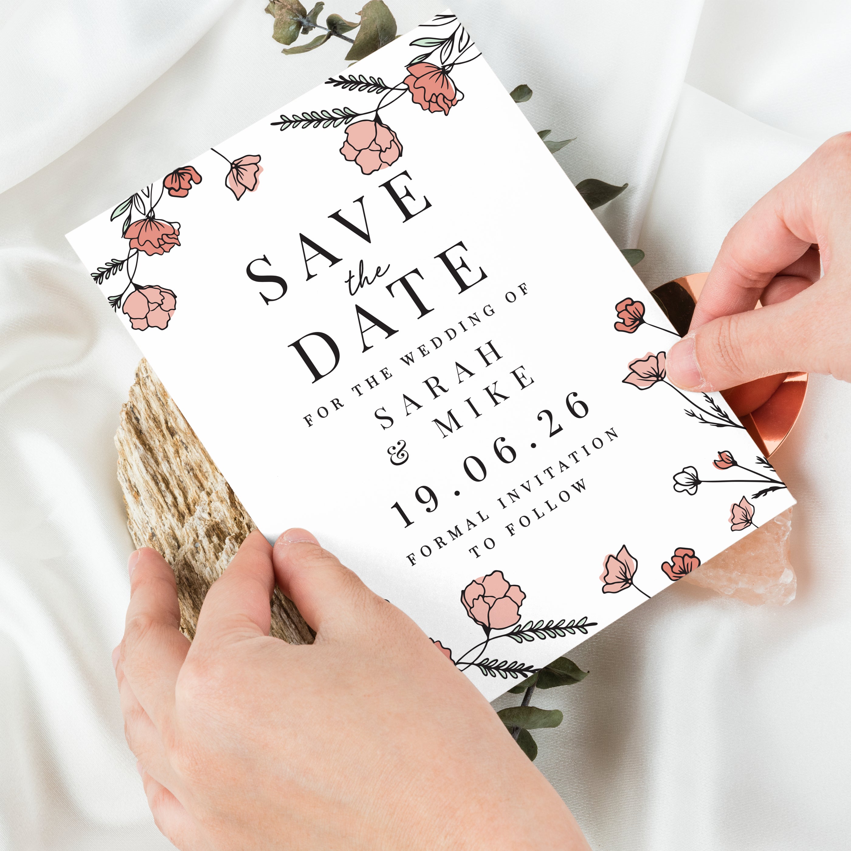 Personalised Pink Floral Save the Date Cards | A Stylish Way to Announce Your Wedding