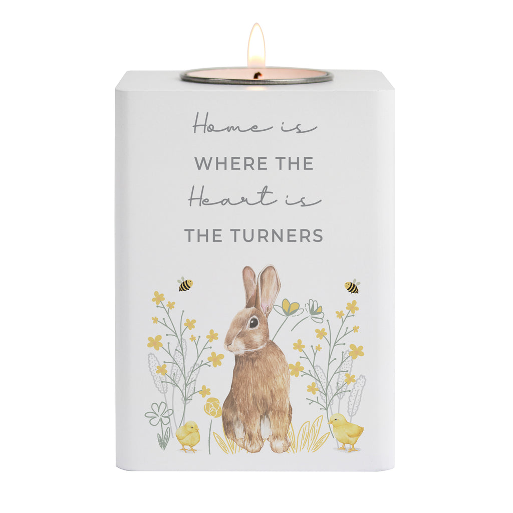 Personalised Spring Bunny Tealight Holder | Custom Wooden Spring Gift
