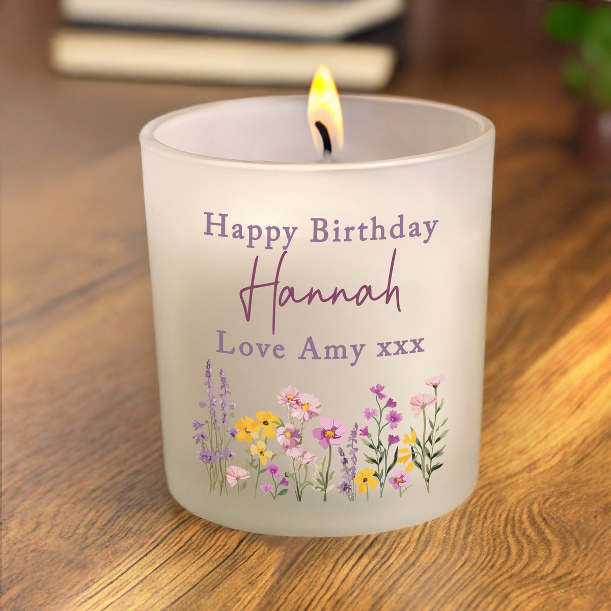 Personalised Wild Flower Jar Candle | Custom Message Gift for Any Occasion - Artfully Curated Creations and identify whats in the image