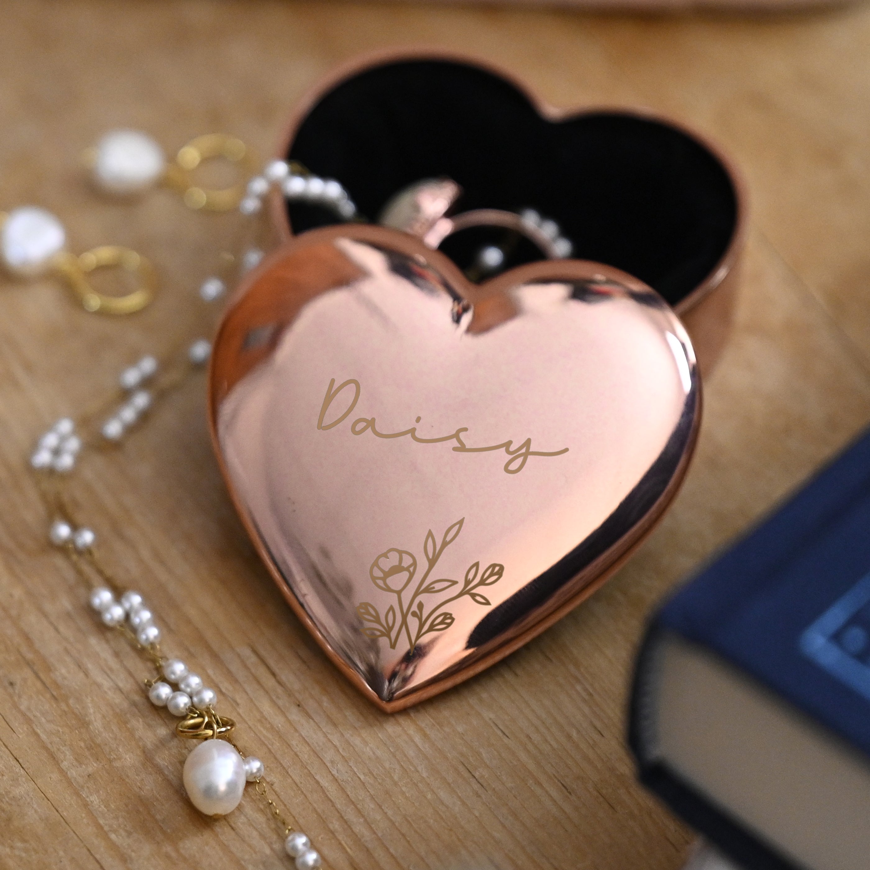 Personalised Rose Gold Heart Trinket Box | A Beautiful Keepsake for Someone Special