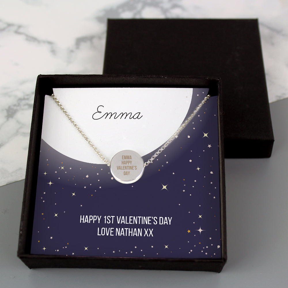 Personalised Silver Tone Necklace | Engraved Pendant & Keepsake Sentiment Card Gift Box