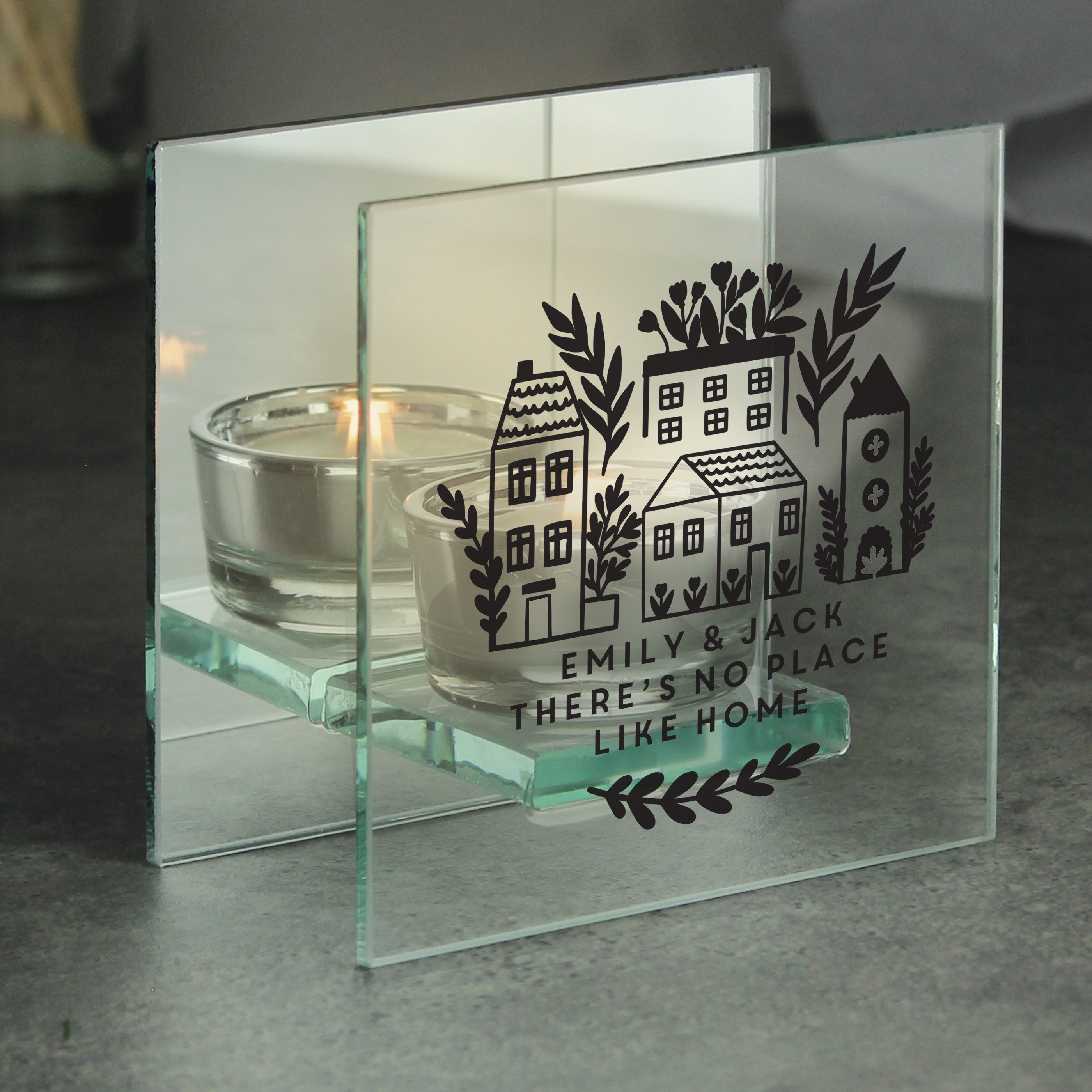 Personalised Mirrored Glass Tealight Holder | Custom Home Décor Gift