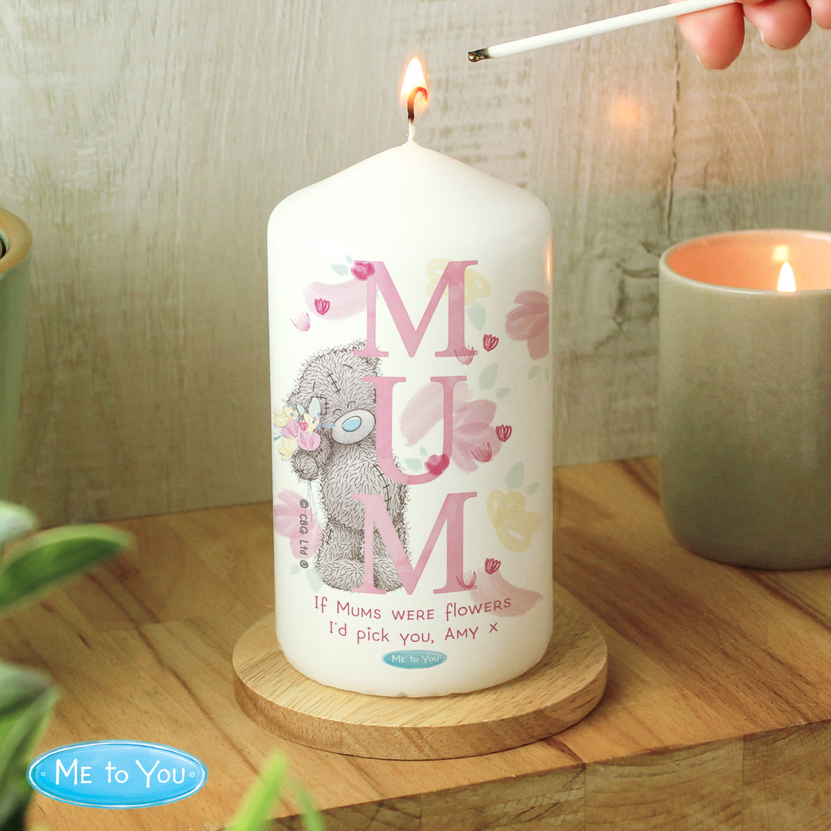 Me to You ‘MUM’ Personalised Pillar Candle | A Heartfelt Gift For Mum - Artfully Curated Creations and identify whats in the image