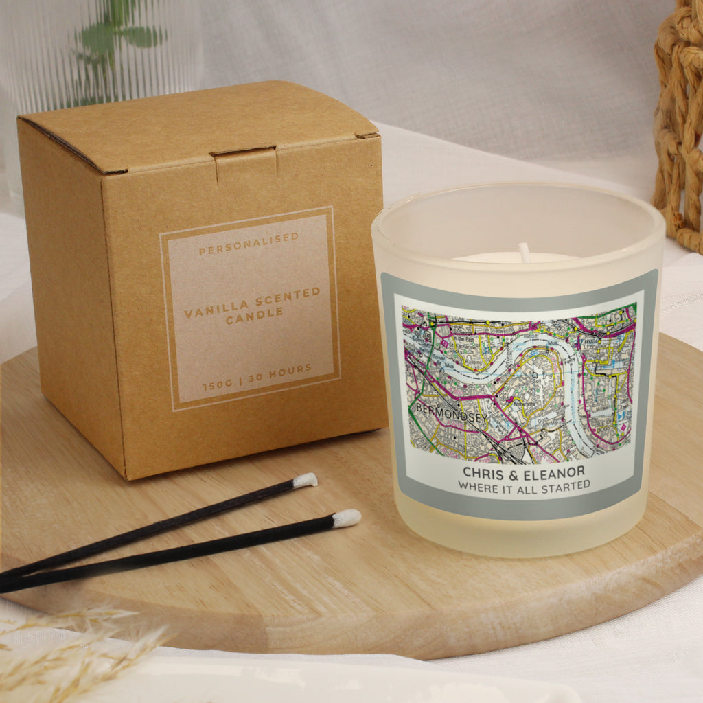 Personalised Present Day Map Vanilla Jar Candle | A Unique Gift for Any Home