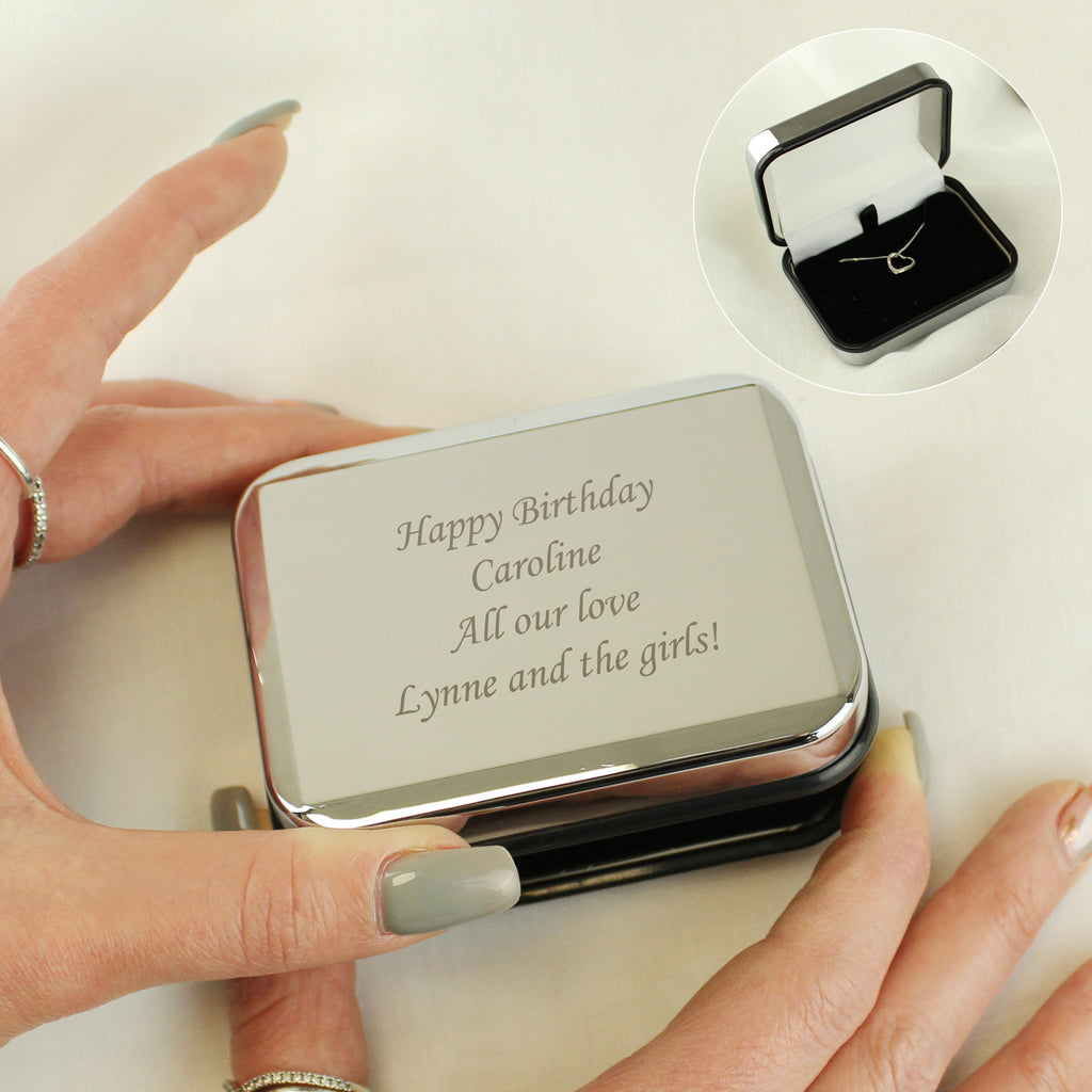 Personalised Sterling Silver Heart Necklace | Engraved Gift Box for Birthdays, Weddings & Mother’s Day