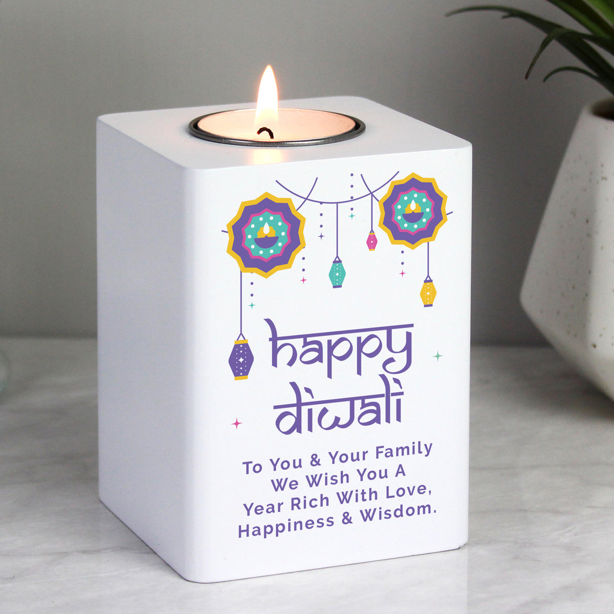 Personalised Wooden Tealight Holder | Diwali ‘Festival of Lights’ Gift - Artfully Curated Creations and identify whats in the image