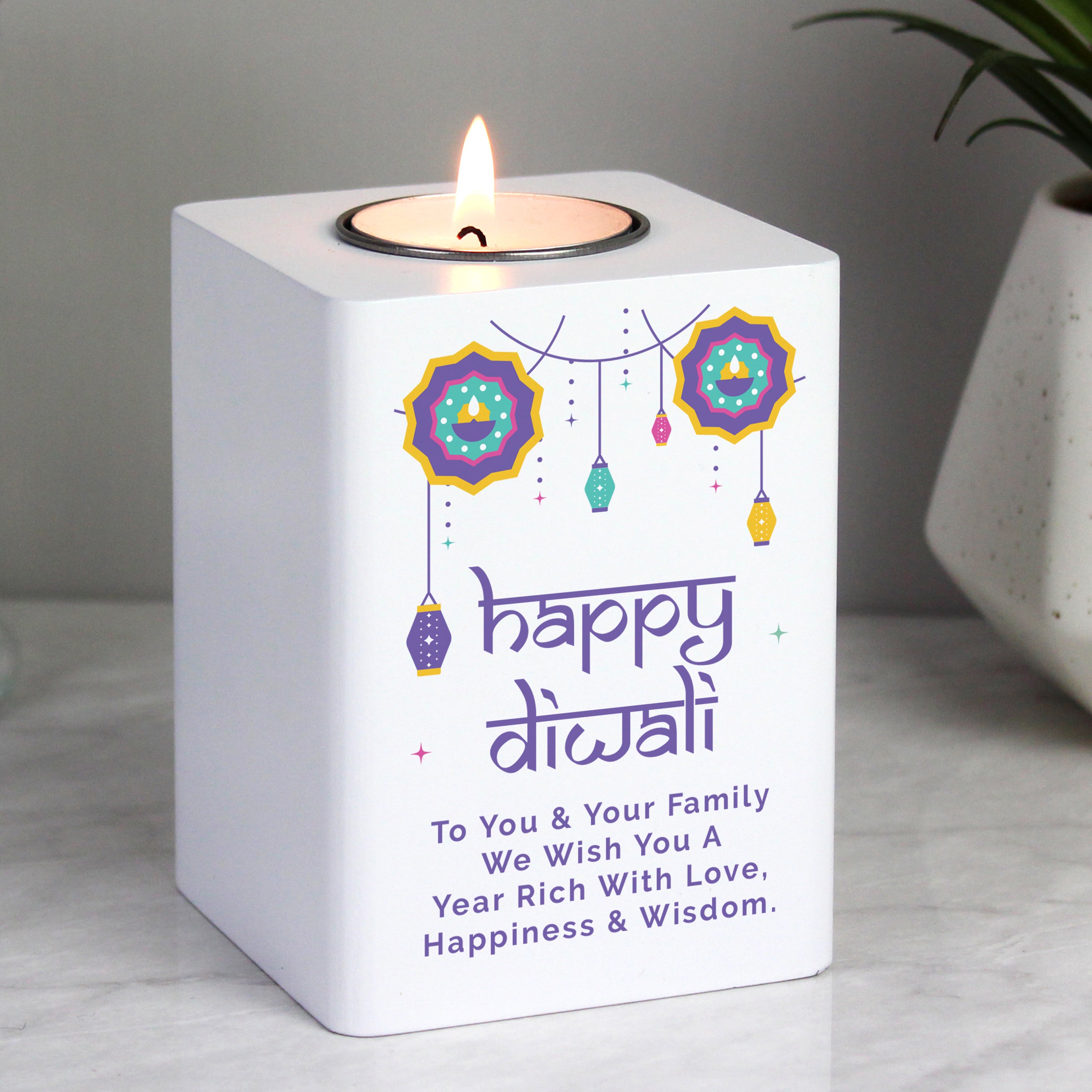 Personalised Wooden Tealight Holder | Diwali ‘Festival of Lights’ Gift