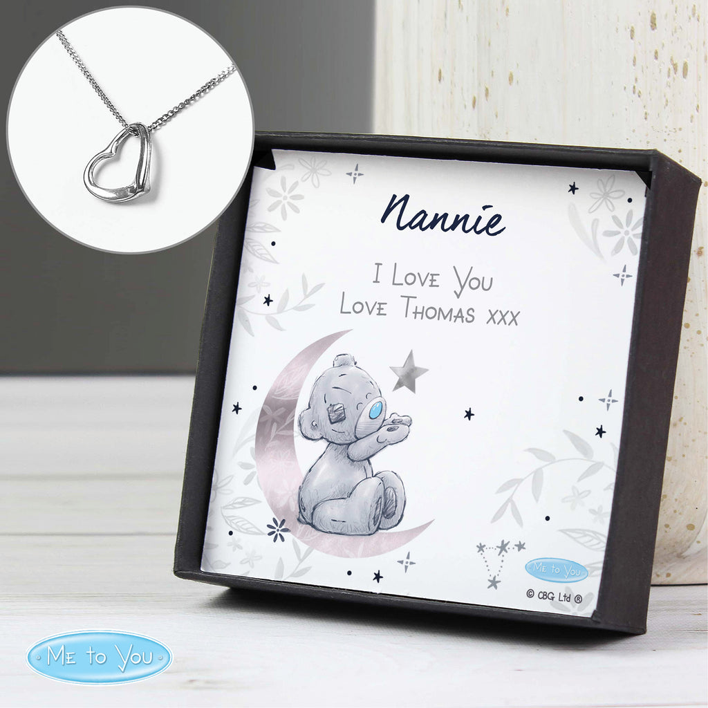 Personalised Me To You Moon & Stars Necklace | Engraved Gift Box for Birthdays & Mother’s Day