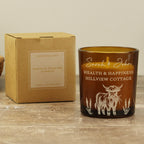 Highland Cow Personalised Amber Glass Vanilla Candle Jar | Custom Message Gift for Any Occasion