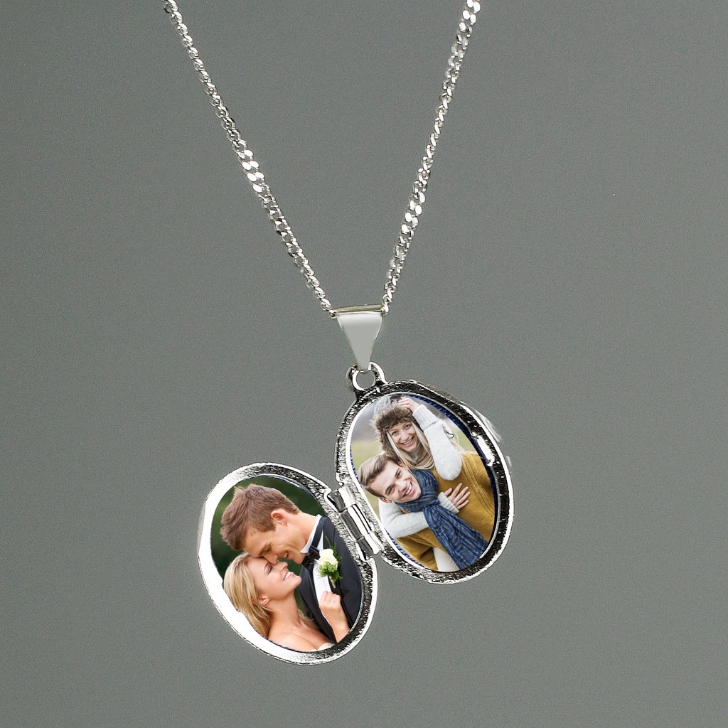 Personalised Sterling Silver Oval Locket | Engraved Name & Photo Keepsake Gift Box