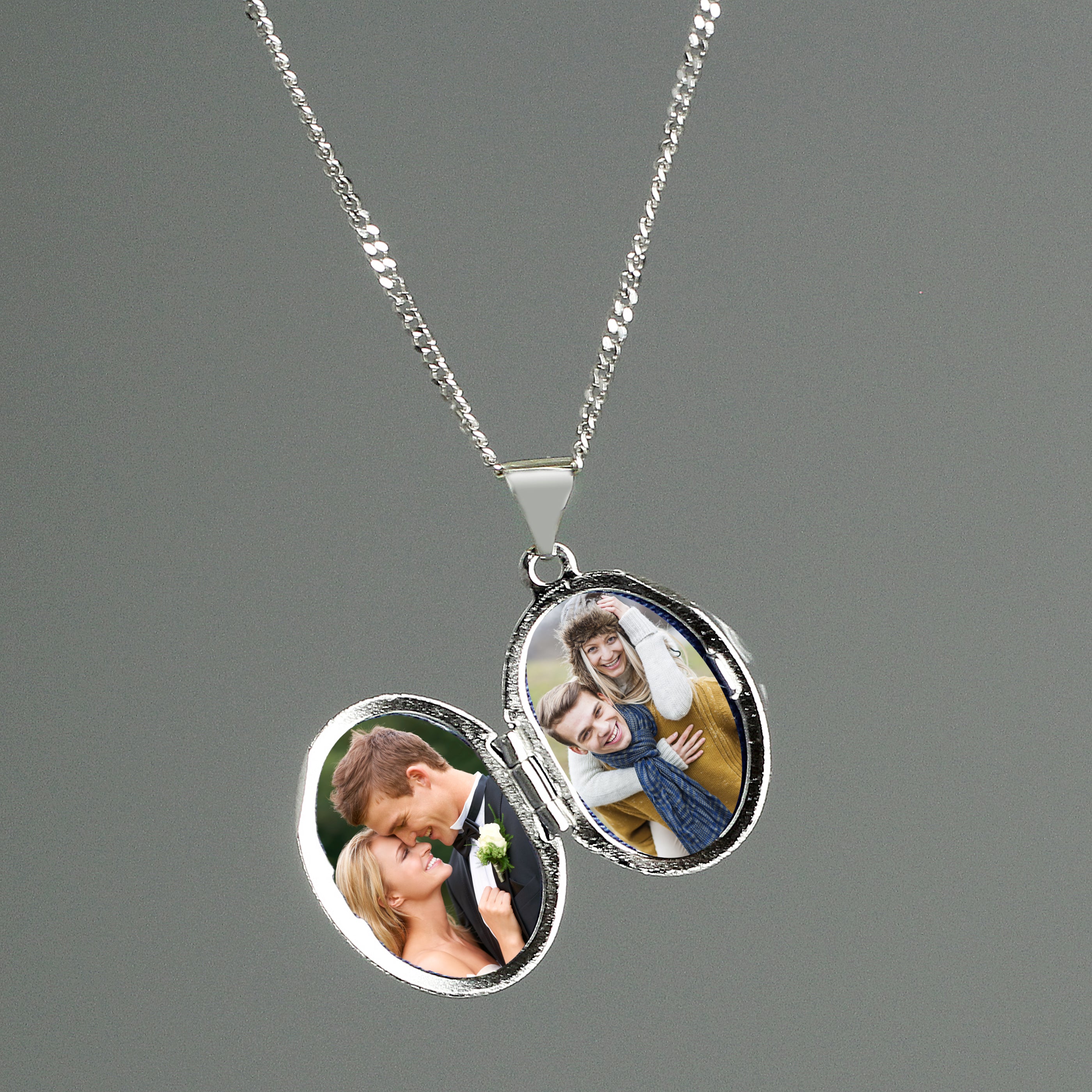 Personalised Sterling Silver Oval Locket | Engraved Name & Photo Keepsake Gift Box