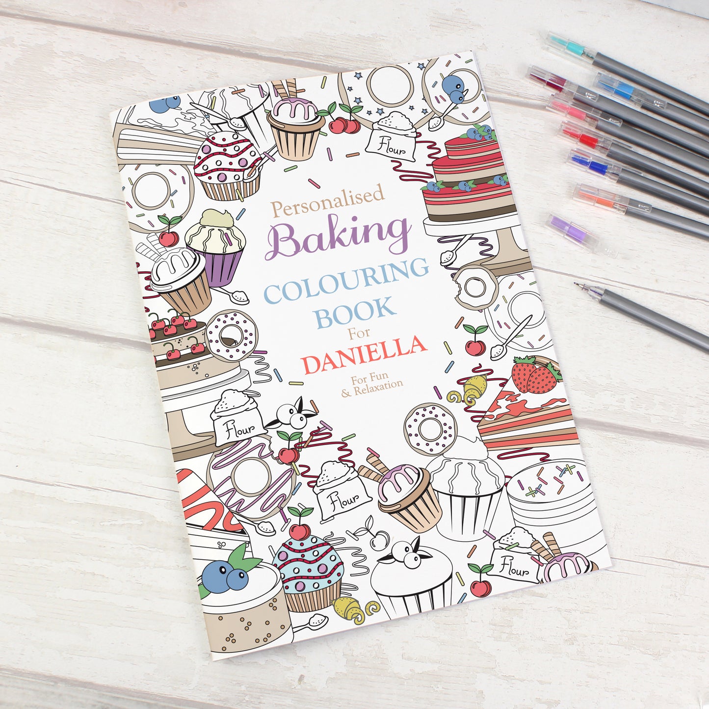 Personalised Baking Zen Colouring Book | Relaxing Mindful Meditation Gift for Adults | Fun Creative Gift for Baking Enthusiasts & Cake Lovers - Artfully Curated Creations and identify whats in the image