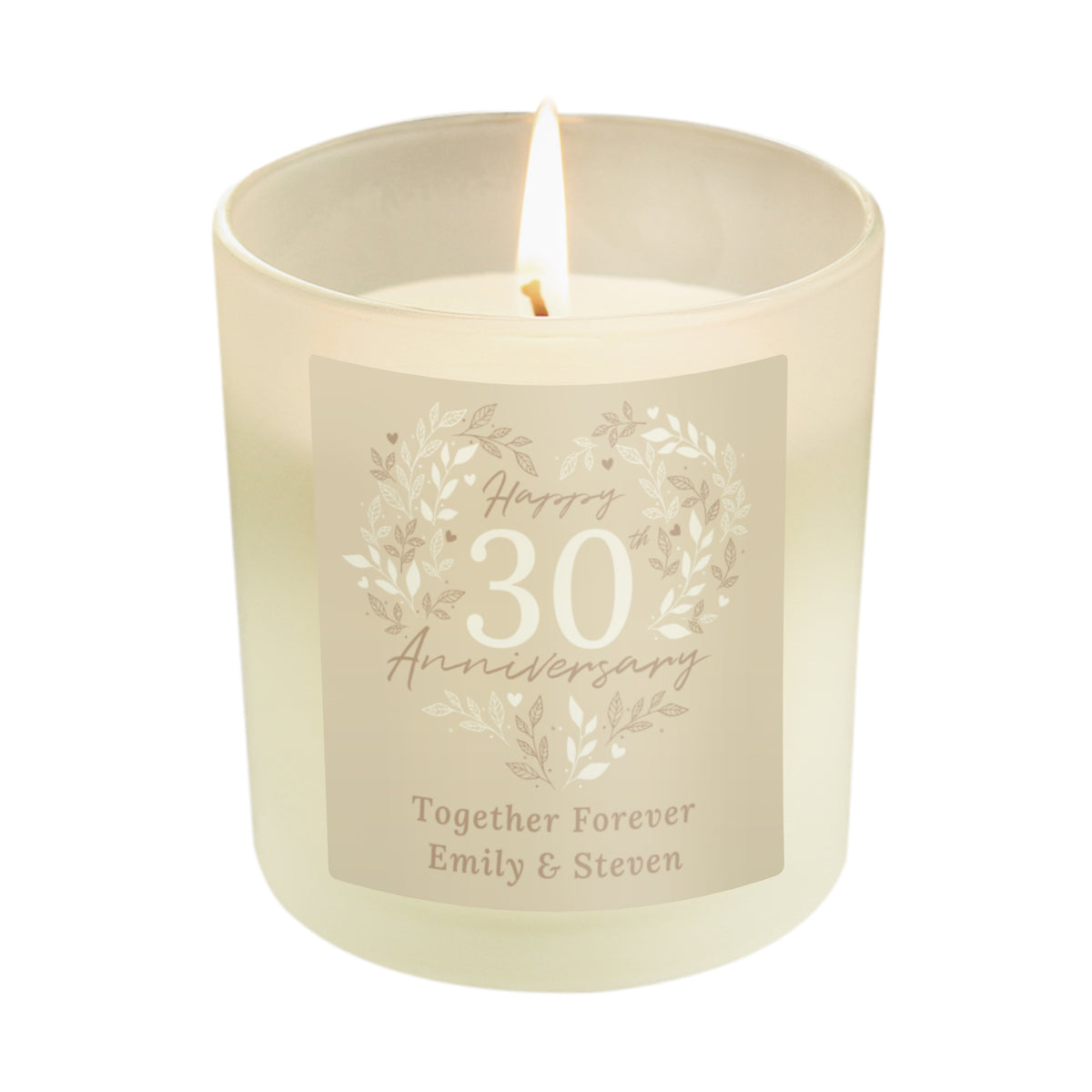 Personalised 30th Anniversary Vanilla Candle Jar | Pearl Anniversary Keepsake - Artfully Curated Creations and identify whats in the image