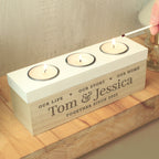 Personalised Wooden Triple Tealight Holder | A Heartfelt Keepsake for Any Home
