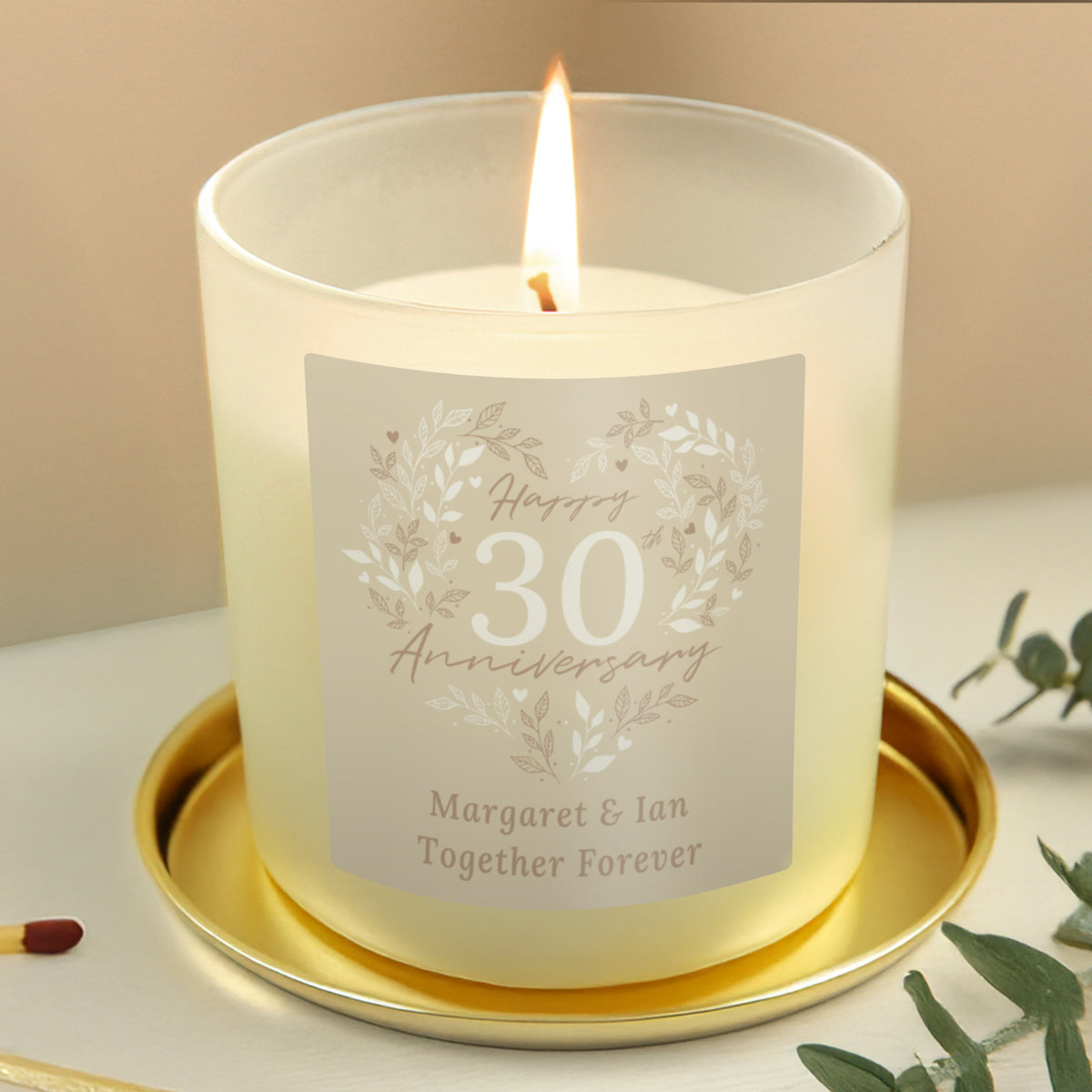 Personalised 30th Anniversary Vanilla Candle Jar | Pearl Anniversary Keepsake - Artfully Curated Creations and identify whats in the image