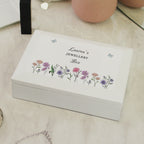 Personalised Wildflower White Wooden Jewellery Box | A Beautiful Keepsake for Cherished Treasures