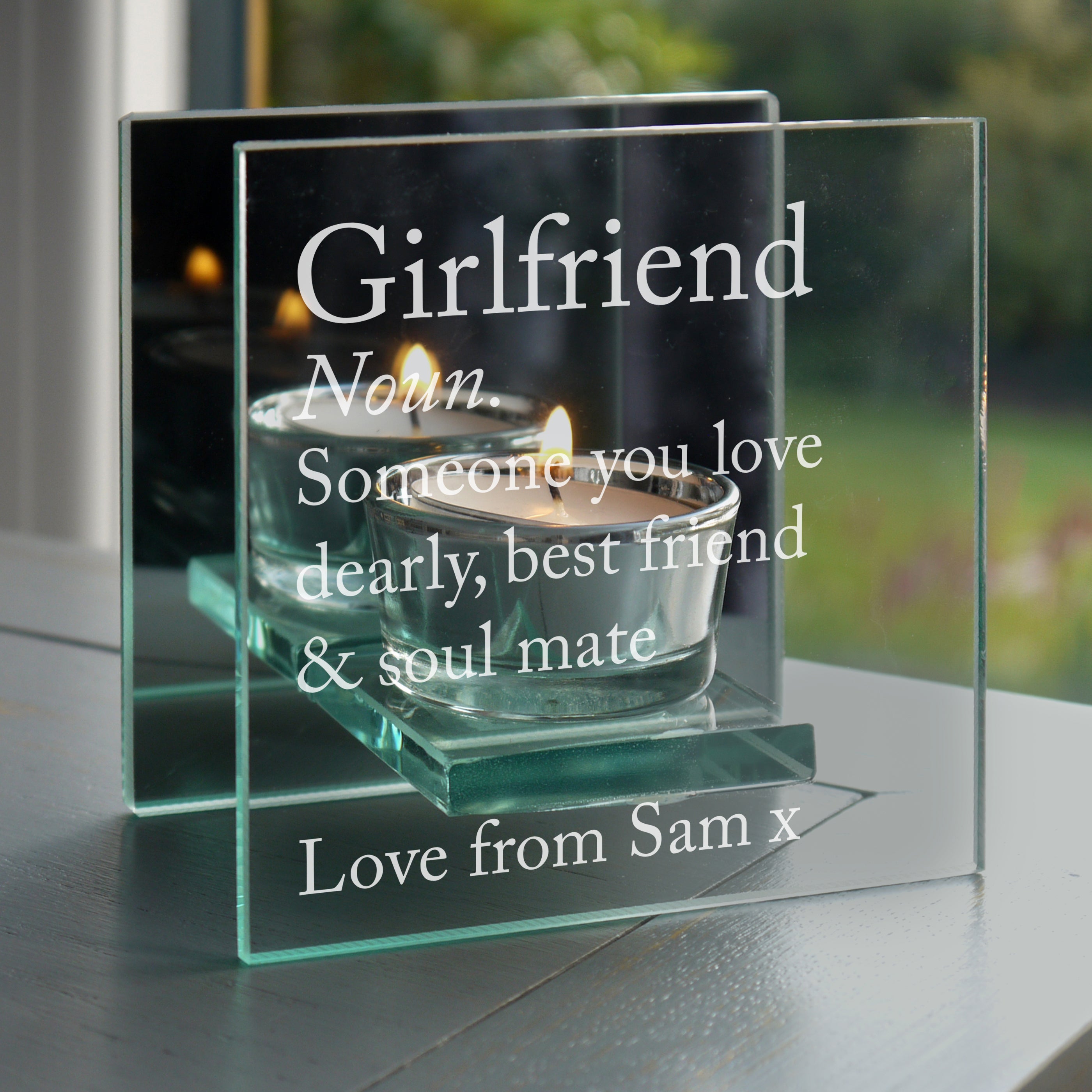 Personalised Mirrored Glass Tea Light Holder | A Stylish Gift for Any Occasion