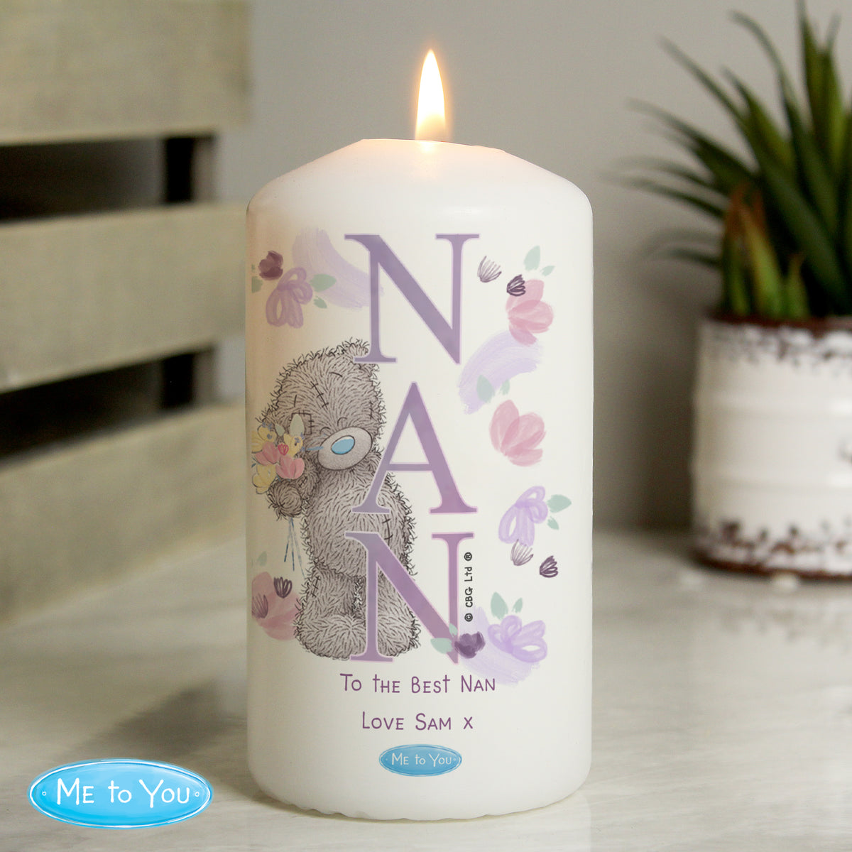 Me to You ‘NAN’ Personalised Pillar Candle |  A Heartfelt Gift For Nan - Artfully Curated Creations and identify whats in the image