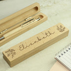 Personalised Floral Wooden Pen & Box Set | A Thoughtful Gift for Any Occasion