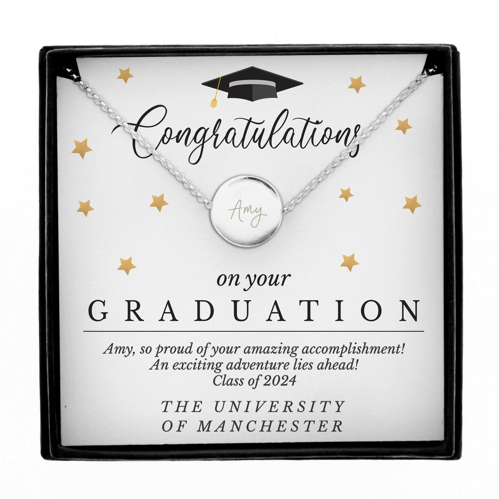 Personalised Graduation Necklace | Engraved Sentiment Card & Gift Box Keepsake