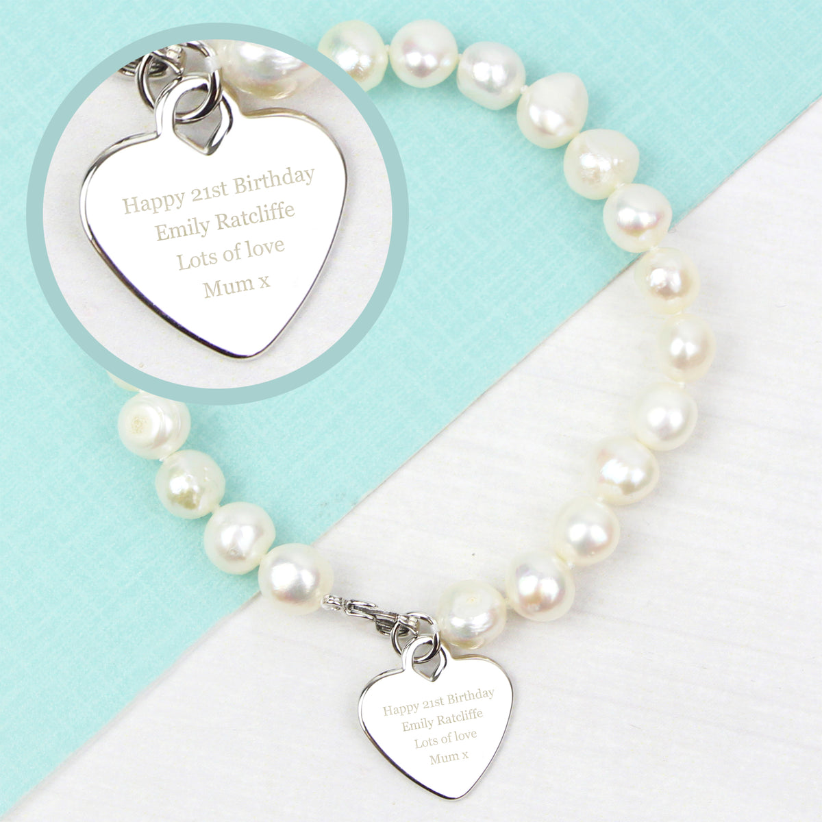 Personalised White Freshwater Pearl Bracelet | Engraved Message Gift Box - Artfully Curated Creations and identify whats in the image