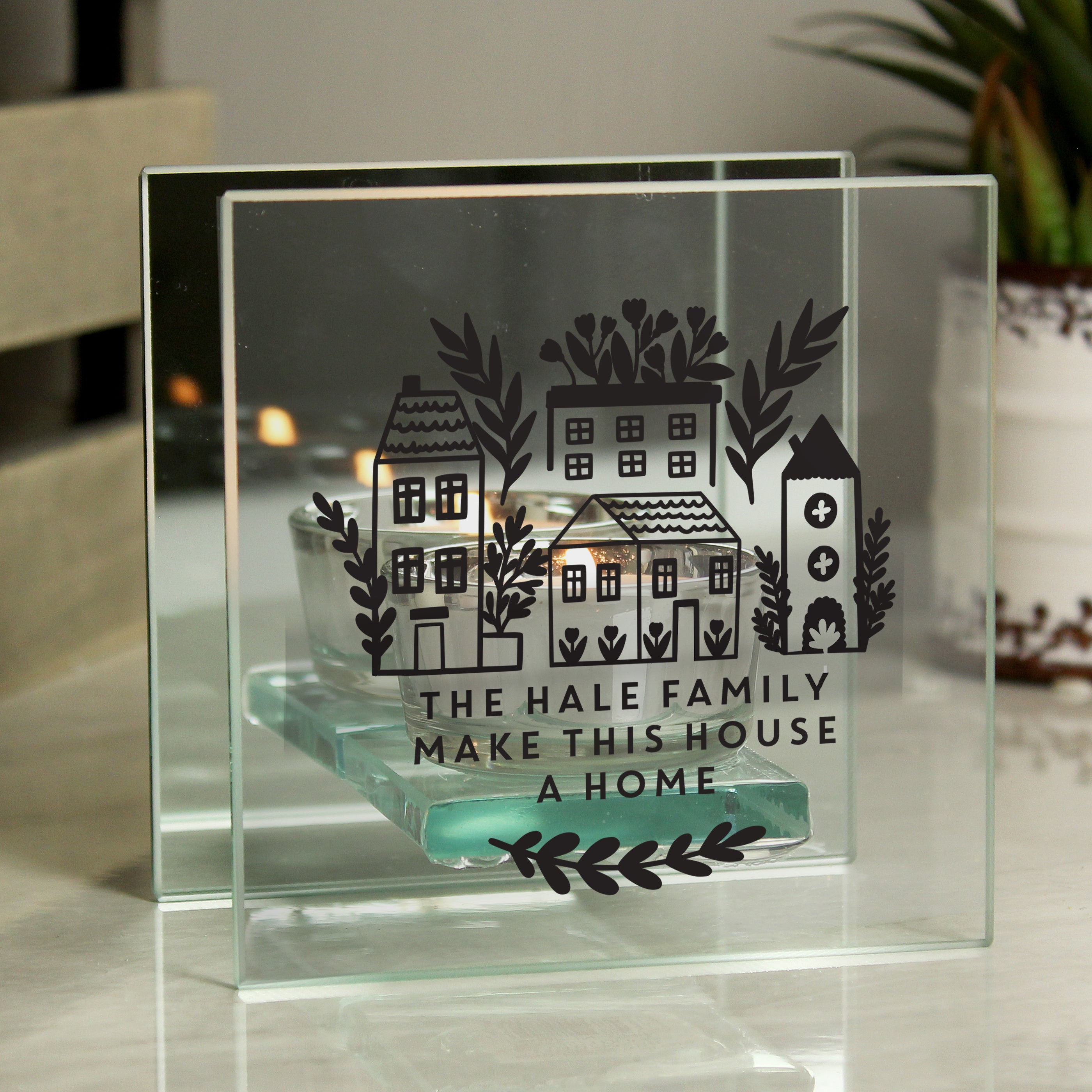 Personalised Mirrored Glass Tealight Holder | Custom Home Décor Gift