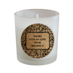 Personalised Floral Vanilla Scented Jar Candle | Custom Cork Label Gift