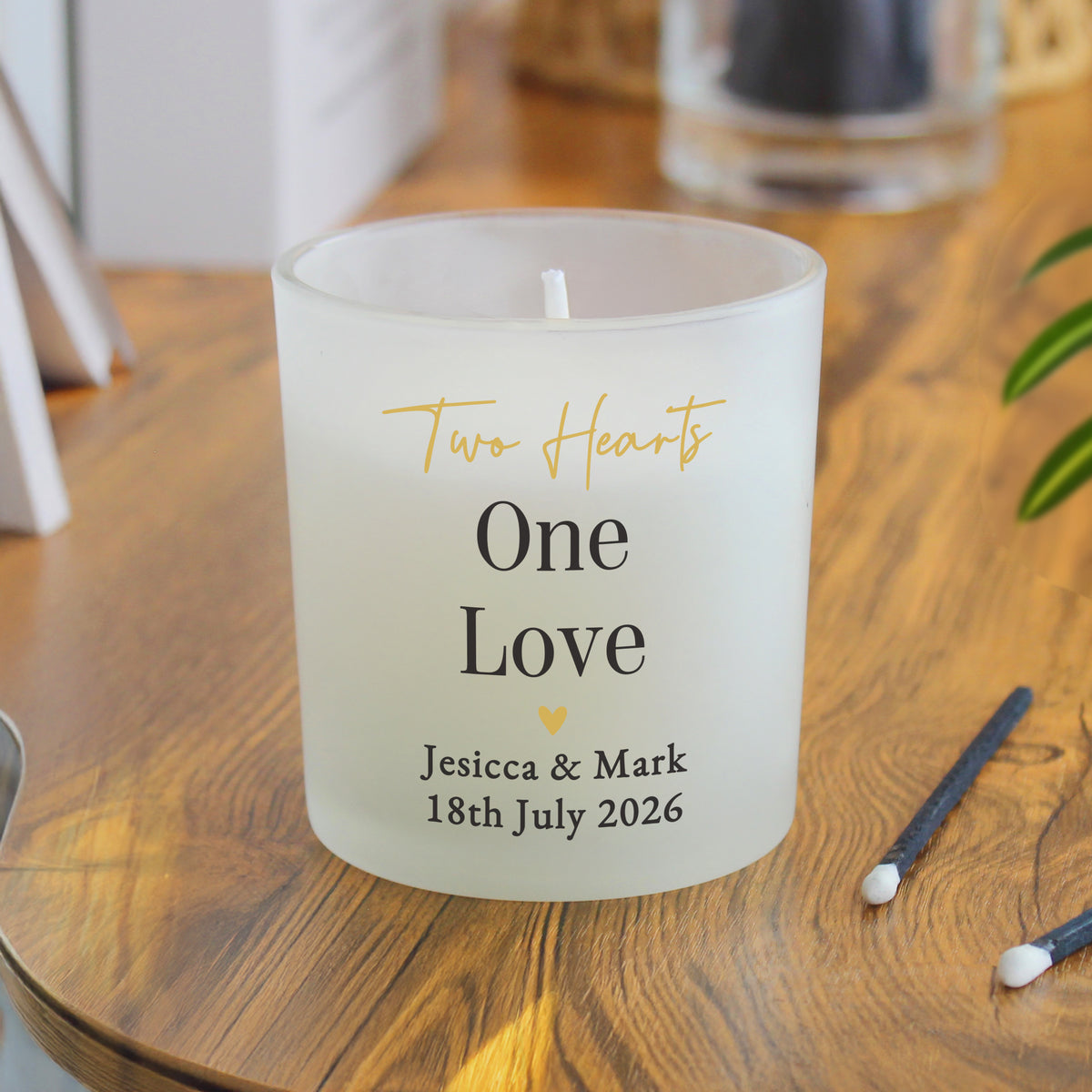 Personalised Black & Gold Frosted Candle | Custom Message Gift for Weddings & Anniversaries - Artfully Curated Creations and identify whats in the image