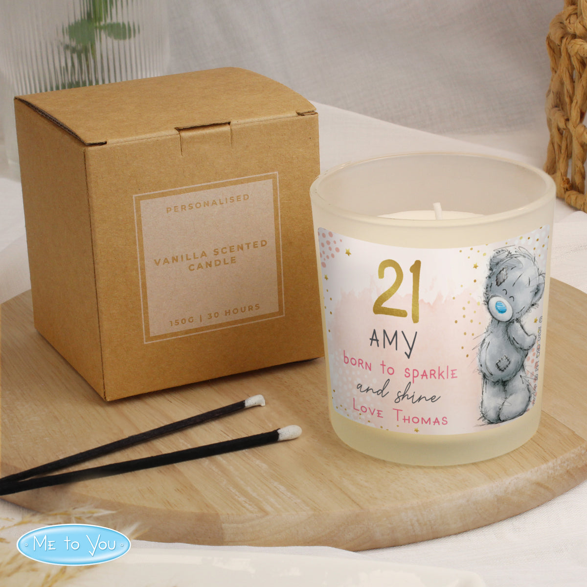 Me to You ‘Born to Sparkle & Shine’ Personalised Vanilla Candle | Birthday Gift for Her - Artfully Curated Creations and identify whats in the image