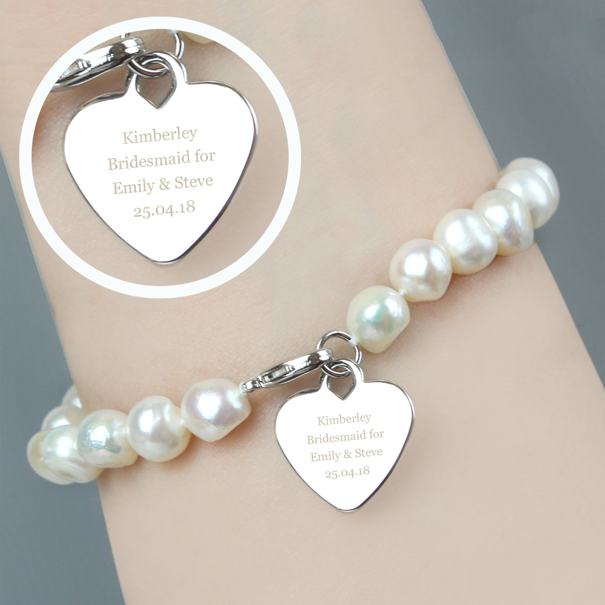 Personalised White Freshwater Pearl Bracelet | Engraved Message Gift Box - Artfully Curated Creations and identify whats in the image