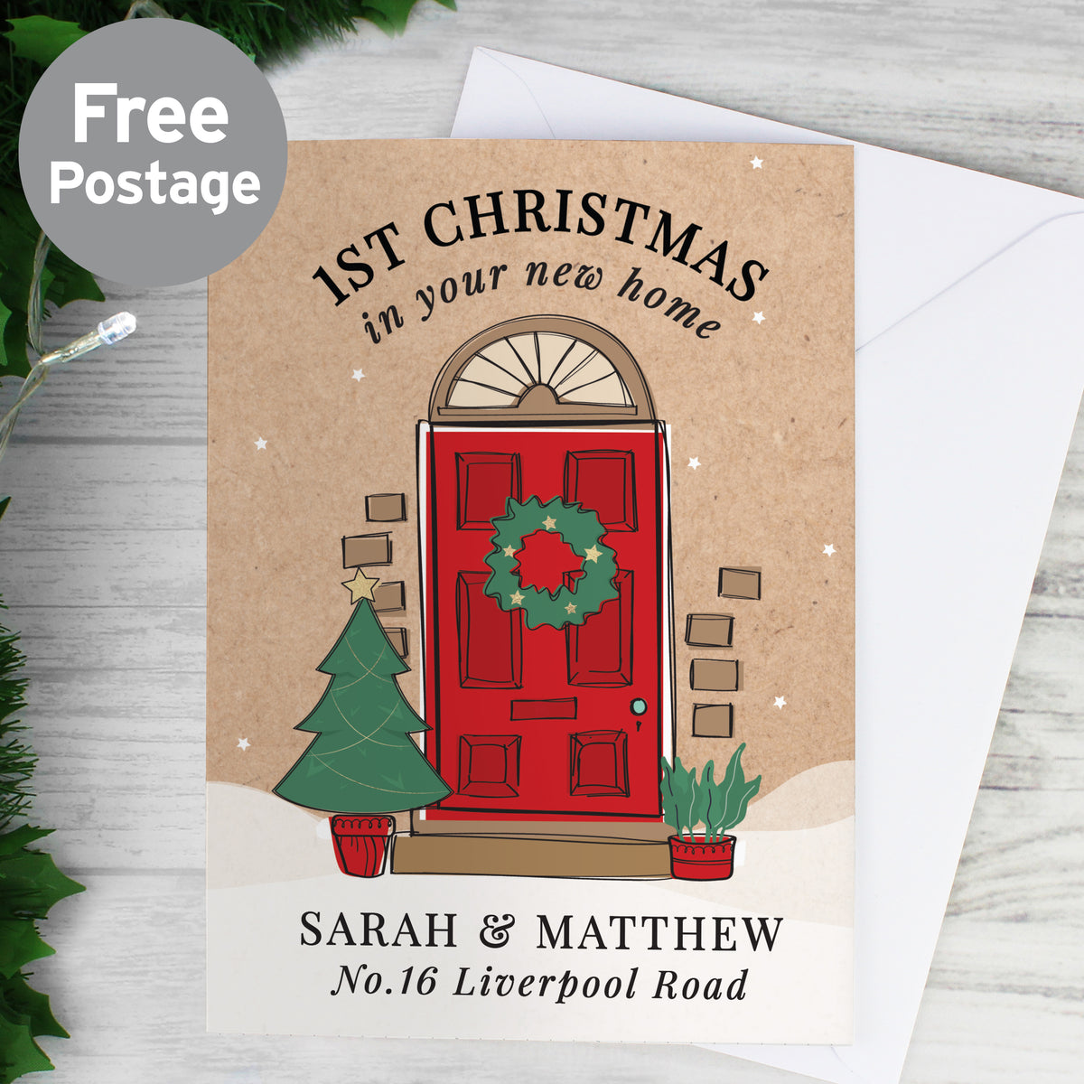 Personalised 1st Christmas in Your New Home Card | A Beautiful Way to Celebrate a Special Milestone - Artfully Curated Creations and identify whats in the image