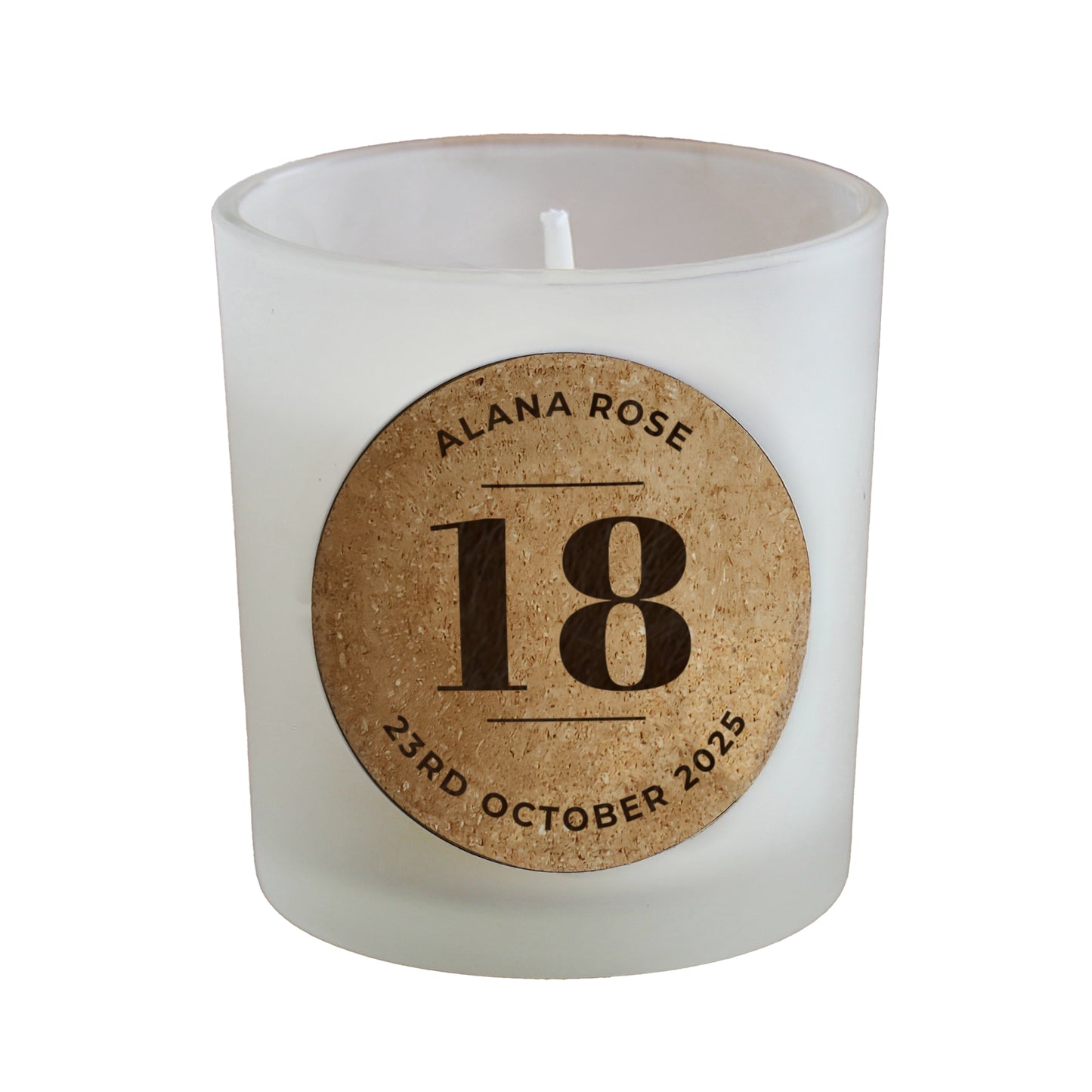 Personalised Vanilla Birthday Cork Label Candle Jar | Custom Age & Message Gift - Artfully Curated Creations and identify whats in the image