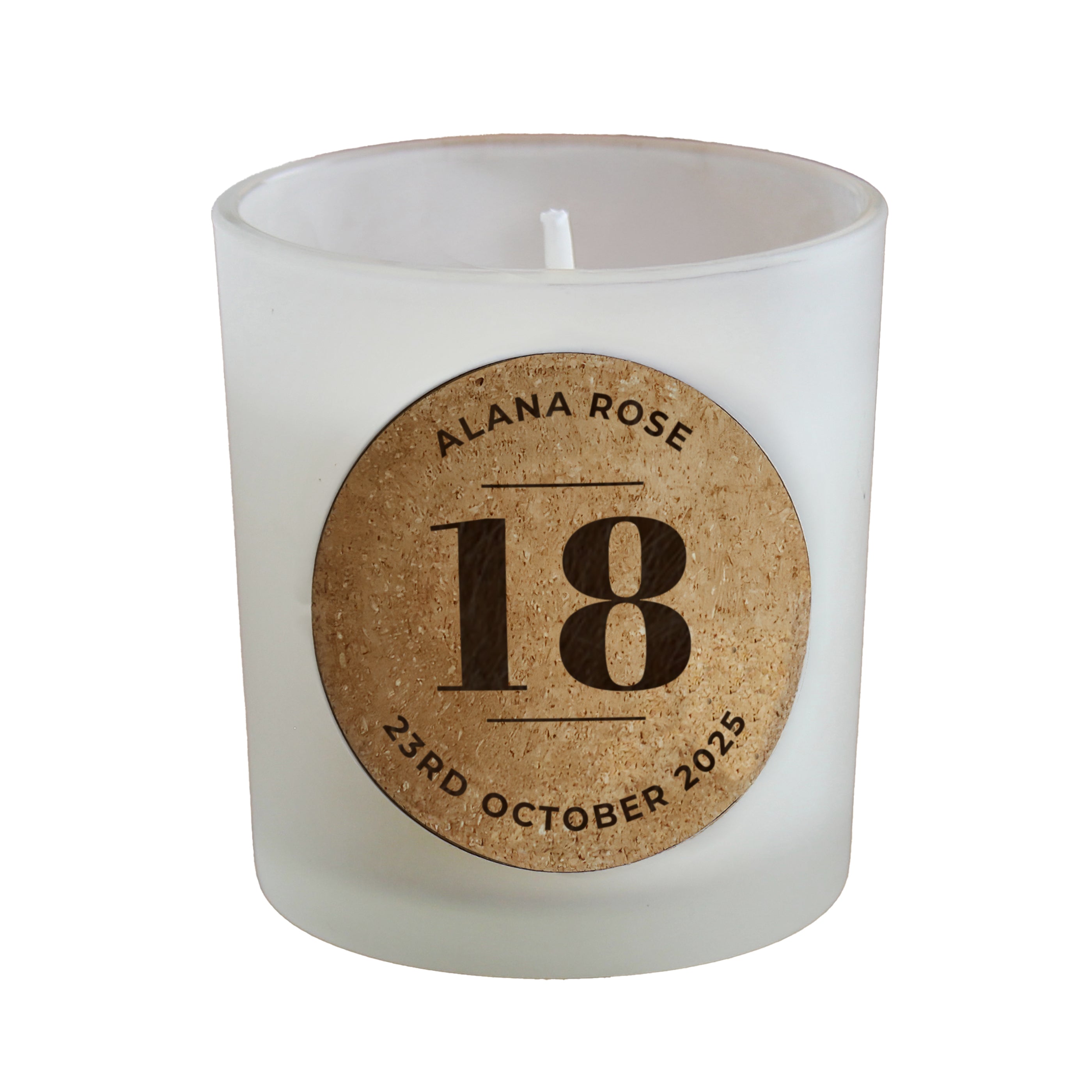 Personalised Vanilla Birthday Cork Label Candle Jar | Custom Age & Message Gift