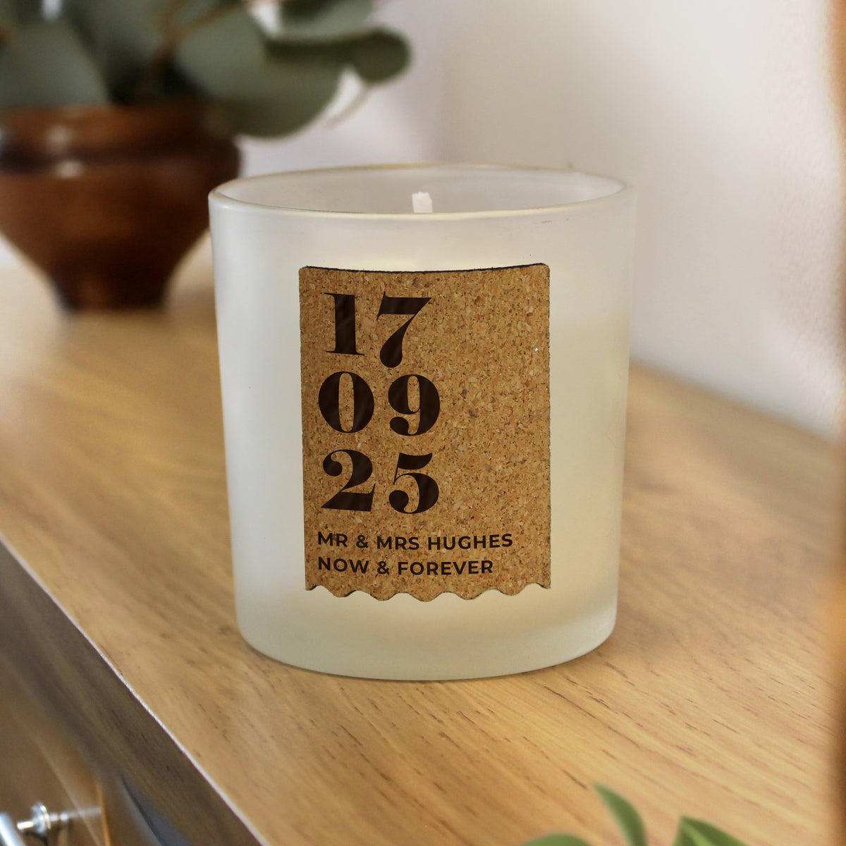 Personalised Vanilla Anniversary Cork Label Candle Jar | Custom Date & Message Keepsake - Artfully Curated Creations and identify whats in the image