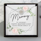 Personalised Abstract Silver Tone Necklace | Engraved Pendant & Sentiment Card Gift Box