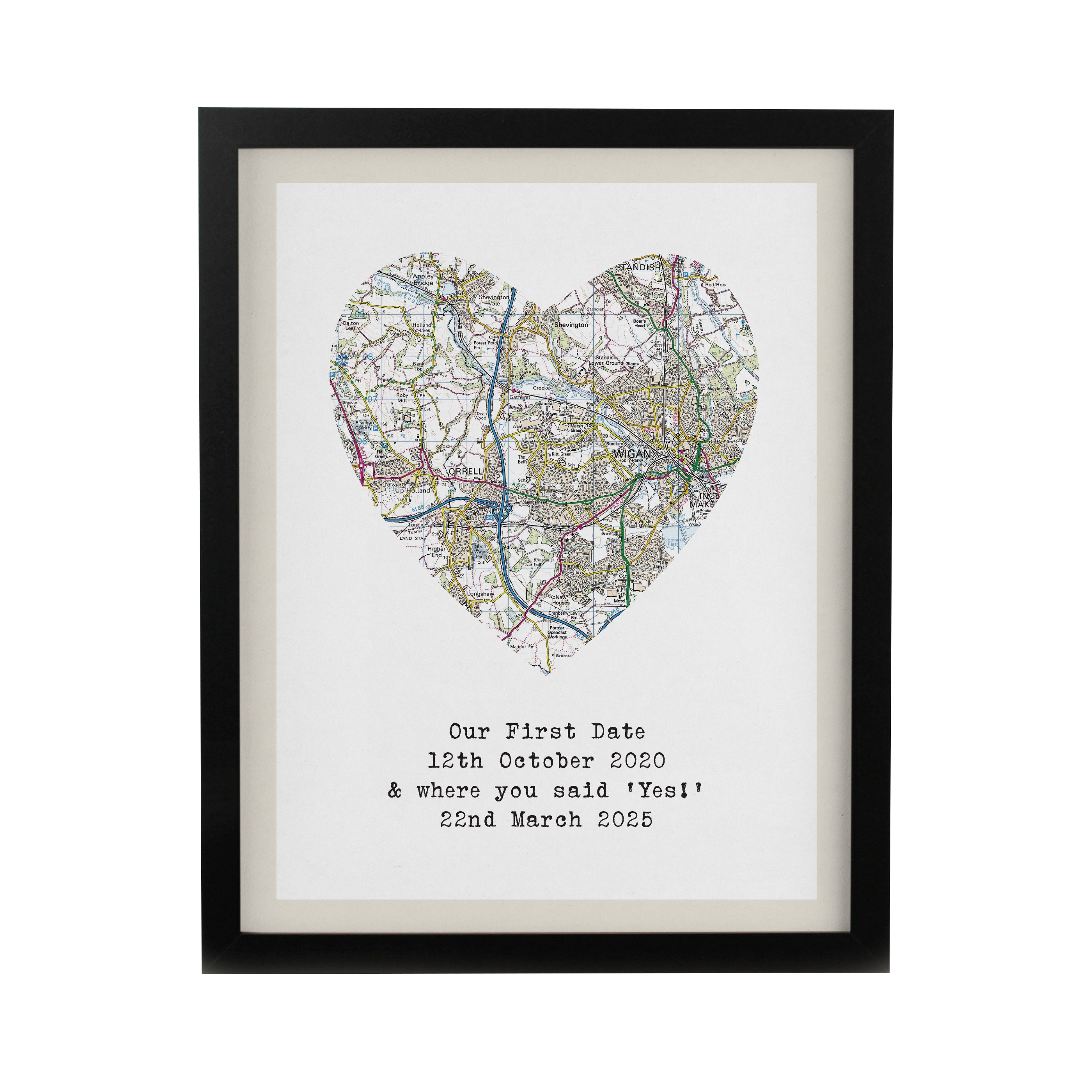 Personalised Present Day Map Framed Print | A Meaningful Gift for Any Occasion