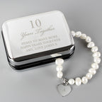 Personalised Pearl Bracelet | Engraved Chrome Gift Box for Anniversaries & Special Occasions